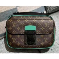 Louis Vuitton LV Unisex S Lock Messenger Brown Monogram Macassar Coated Canvas (5)