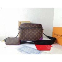 Louis Vuitton LV Unisex Trio Messenger Bag Monogram Macassar Coated Canvas Purple Cowhide (8)