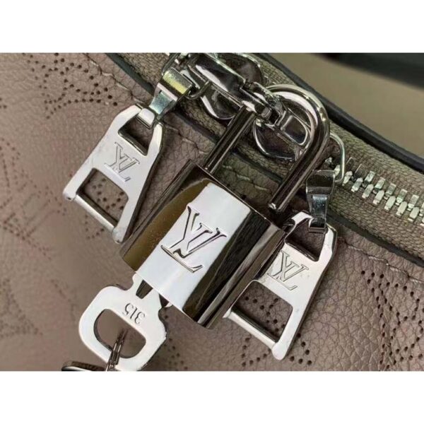 Louis Vuitton LV Unisex Why Knot MM Handbag Galet Beige Perforated Mahina Calf Leather (13)