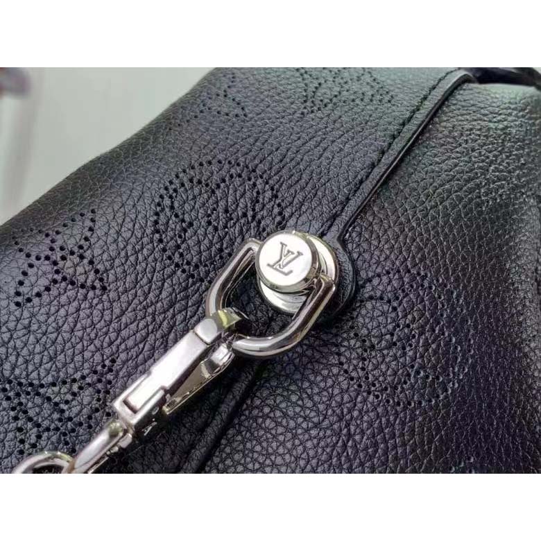 Louis Vuitton LV Unisex Why Knot MM Handbag Galet Black Perforated Mahina Calf Leather 4