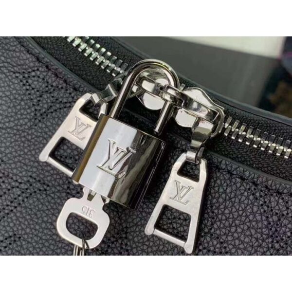 Louis Vuitton LV Unisex Why Knot MM Handbag Galet Black Perforated Mahina Calf Leather (6)