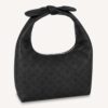 Louis Vuitton LV Unisex Why Knot MM Handbag Galet Black Perforated Mahina Calf Leather
