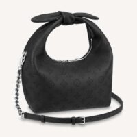 Louis Vuitton LV Unisex Why Knot PM Handbag Black Perforated Mahina Calf Leather (1)