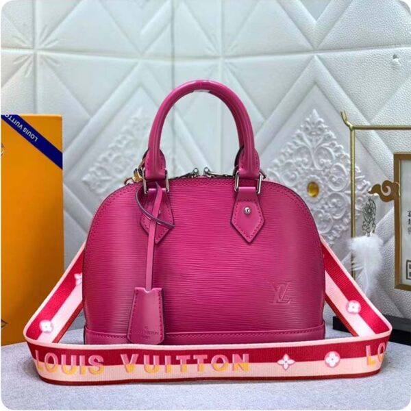 Louis Vuitton LV Women Alma BB Handbag Guimauve Purple Epi Grained Cowhide Leather (10)