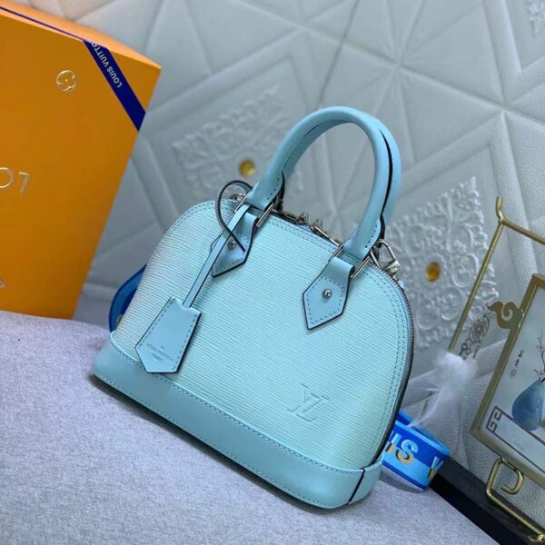 Louis Vuitton LV Women Alma BB Handbag Turquoise Blue Epi Grained Cowhide Leather (4)