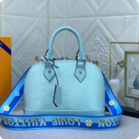 Louis Vuitton LV Women Alma BB Handbag Turquoise Blue Epi Grained Cowhide Leather (7)