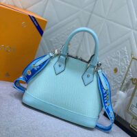 Louis Vuitton LV Women Alma BB Handbag Turquoise Blue Epi Grained Cowhide Leather (7)