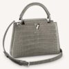 Louis Vuitton LV Women Capucines BB Handbag Grey Crocodilian Leather