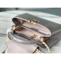 Louis Vuitton LV Women Capucines BB Handbag Grey Crocodilian Leather (2)