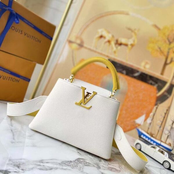 Louis Vuitton LV Women Capucines BB Handbag White Taurillon Leather (6)
