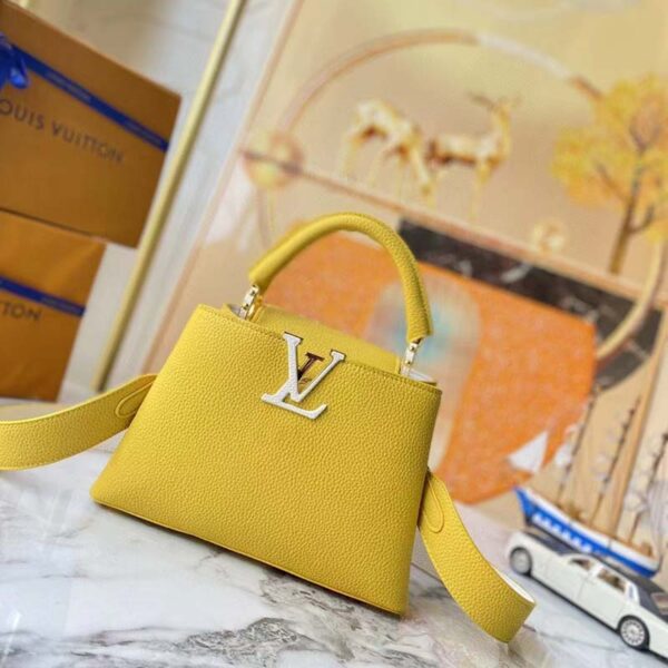 Louis Vuitton LV Women Capucines BB Handbag Yellow Taurillon Leather (2)