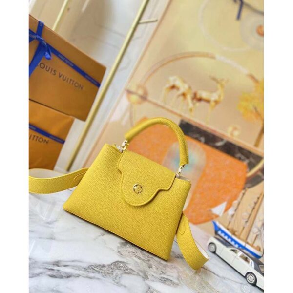 Louis Vuitton LV Women Capucines BB Handbag Yellow Taurillon Leather (9)
