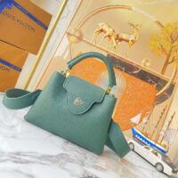 Louis Vuitton LV Women Capucines Mini Handbag Vert D’eau Green Taurillon Leather (6)