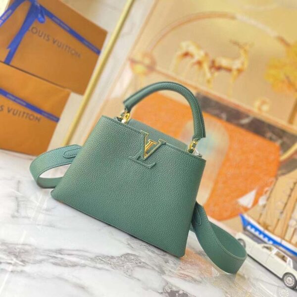 Louis Vuitton LV Women Capucines Mini Handbag Vert D’eau Green Taurillon Leather (4)
