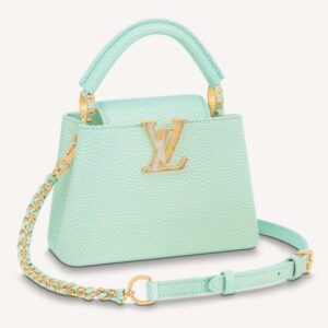 Louis Vuitton LV Women Capucines Mini Handbag Vert D'eau Green Taurillon Leather