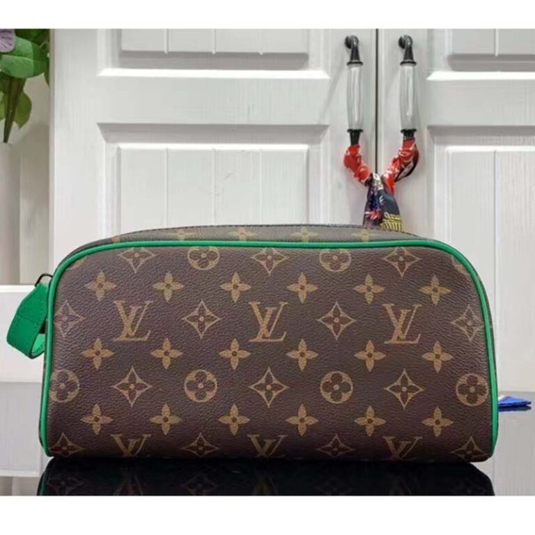 Louis Vuitton LV Unisex Dopp Kit Toilet Pouch Monogram Macassar Coated
