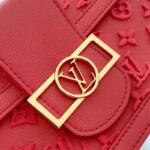 Louis Vuitton LV Women Mini Dauphine Handbag Fluo Pink Tufted Grained Calfskin Leather - Image 7
