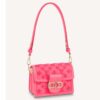 Louis Vuitton LV Women Mini Dauphine Handbag Fluo Pink Tufted Grained Calfskin Leather