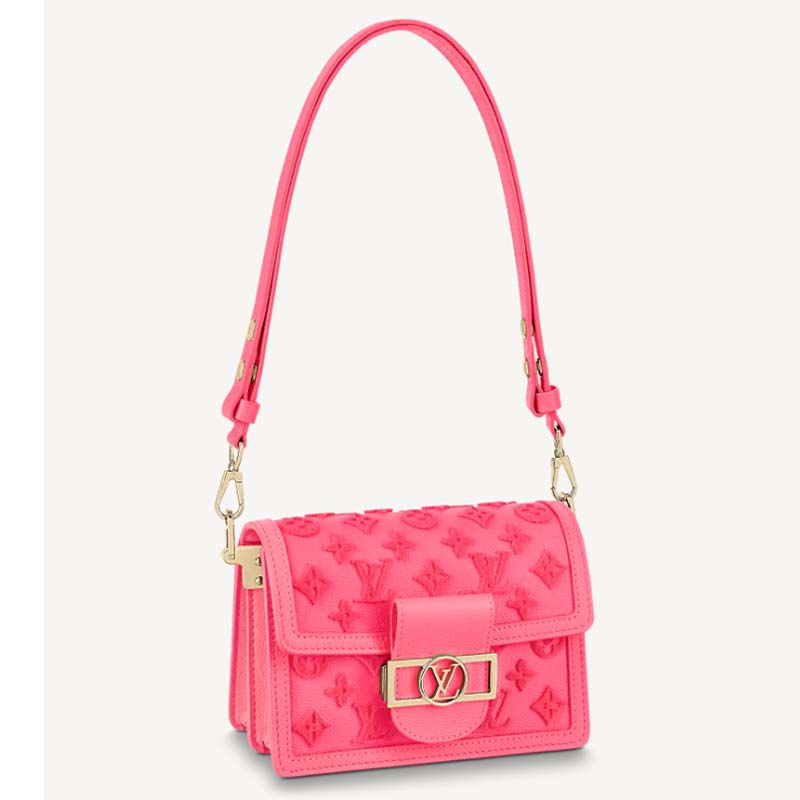 Louis Vuitton LV Women Mini Dauphine Handbag Fluo Pink Tufted Grained  Calfskin Leather - LULUX