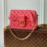 Louis Vuitton LV Women Mini Dauphine Handbag Fluo Pink Tufted Grained Calfskin Leather - Image 2