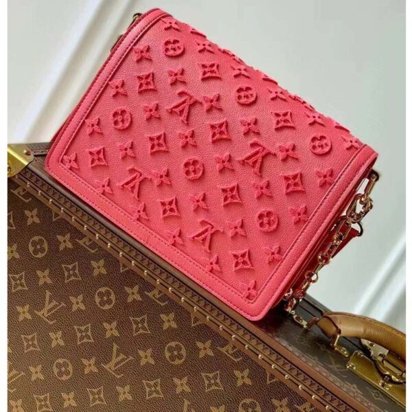 Louis Vuitton LV Women Mini Dauphine Handbag Fluo Pink Tufted Grained Calfskin Leather (5)