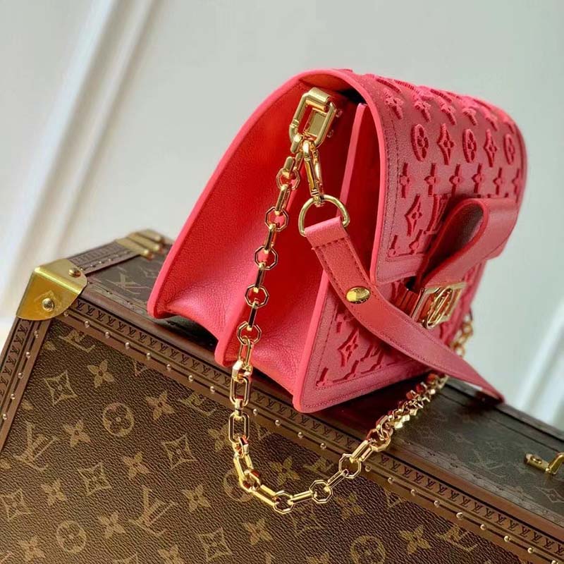 Louis Vuitton Rose Flou Tufted Monogram Leather Mini Dauphine Bag