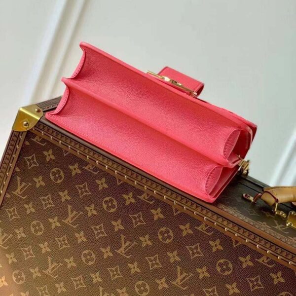 Louis Vuitton LV Women Mini Dauphine Handbag Fluo Pink Tufted Grained Calfskin Leather (8)