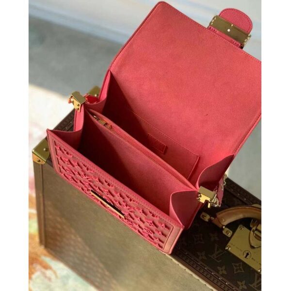Louis Vuitton LV Women Mini Dauphine Handbag Fluo Pink Tufted Grained Calfskin Leather (9)