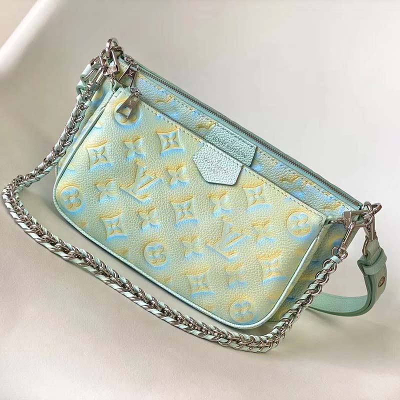 Louis Vuitton Key Pouch Vert D'eau Green in Grained Cowhide