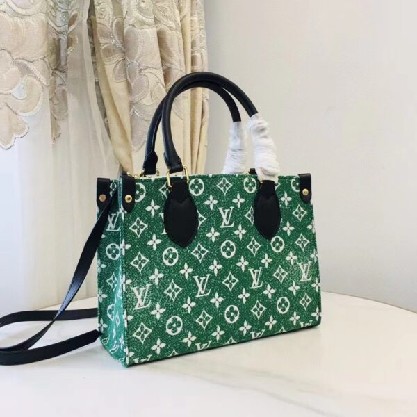 Louis Vuitton LV Women OnTheGo PM Tote Bag Green Monogram Jacquard Velvet (1)