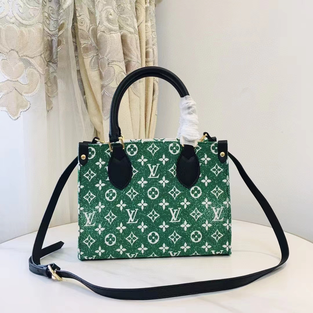 Louis Vuitton Onthego Tote LV Match Monogram Jacquard Velvet PM Green