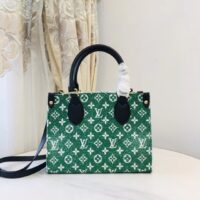 Louis Vuitton LV Women OnTheGo PM Tote Bag Green Monogram Jacquard Velvet (3)