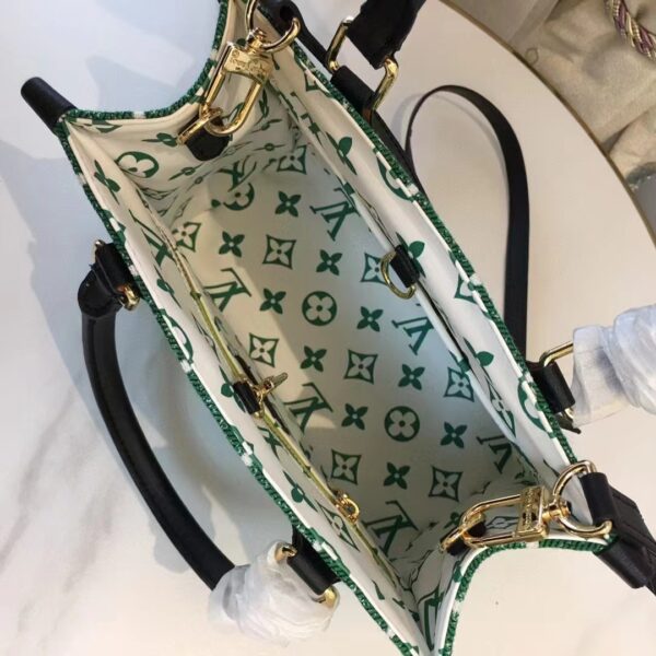 Louis Vuitton LV Women OnTheGo PM Tote Bag Green Monogram Jacquard Velvet (5)