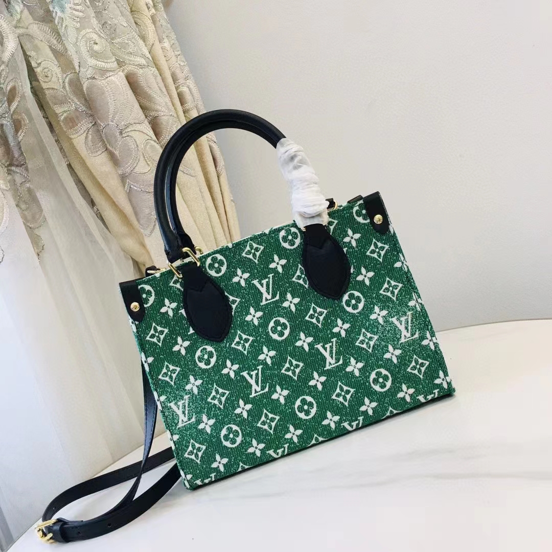 Louis+Vuitton+OnTheGo+Tote+PM+Green+Monogram+Velvet for sale online