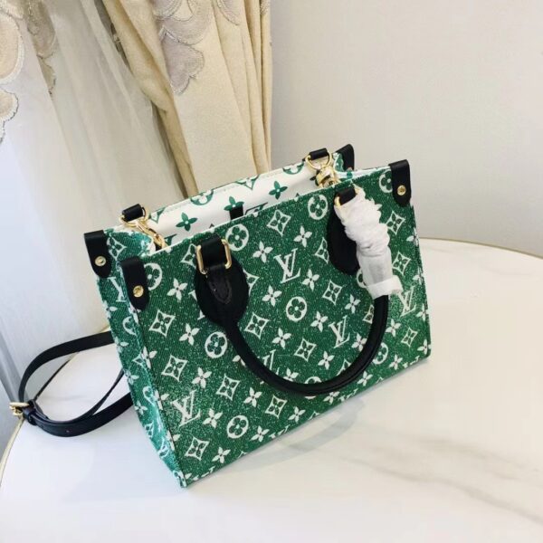 Louis Vuitton LV Women OnTheGo PM Tote Bag Green Monogram Jacquard Velvet (7)