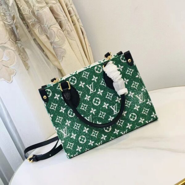 Louis Vuitton LV Women OnTheGo PM Tote Bag Green Monogram Jacquard Velvet (9)
