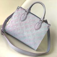 Louis Vuitton LV Women OnTheGo PM Tote Bag Purple Sprayed Embossed Grained Cowhide (12)