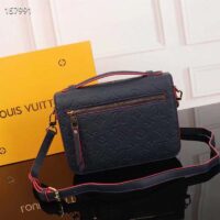 Louis Vuitton LV Women Pochette Métis Bag Navy Red Monogram Grained Cowhide Leather (1)