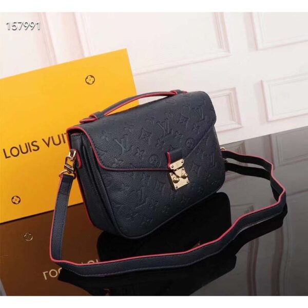 Louis Vuitton LV Women Pochette Métis Bag Navy Red Monogram Grained Cowhide Leather (4)