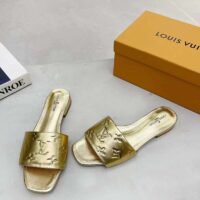 Louis Vuitton LV Women Revival Flat Mule Gold Monogram Embossed Metallic Lambskin (6)