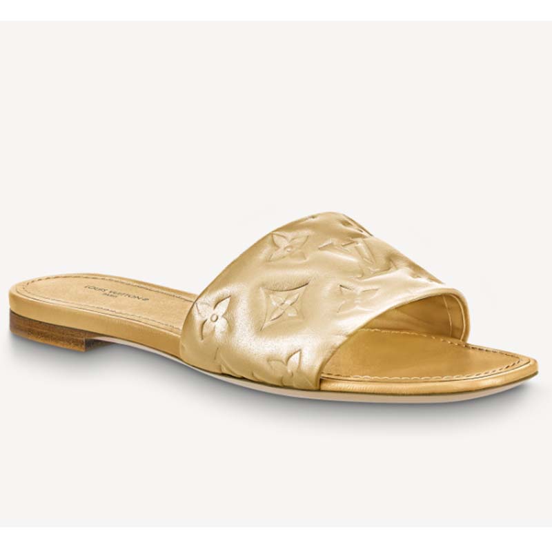 Louis Vuitton LV Isola Flat Mule Gold. Size 38.0