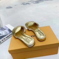 Louis Vuitton LV Women Revival Flat Mule Gold Monogram Embossed Metallic Lambskin (6)