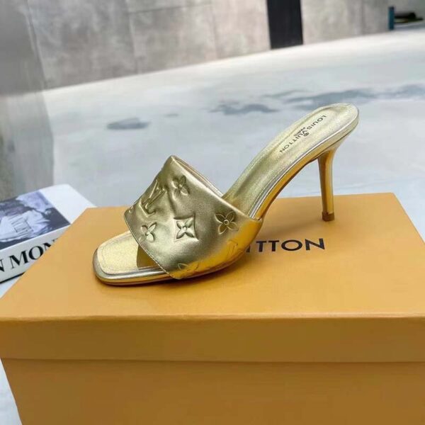 Louis Vuitton LV Women Revival Mule Gold Monogram Embossed Metallic Lambskin (1)