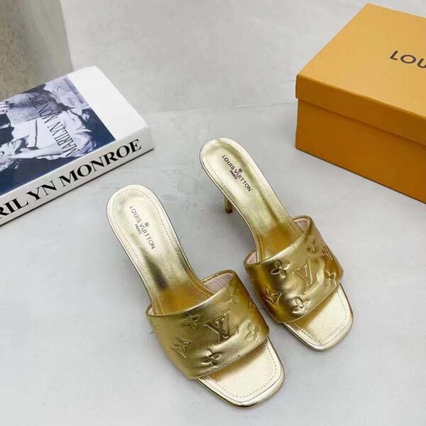 Louis Vuitton LV Women Revival Mule Gold Monogram Embossed Metallic Lambskin (4)