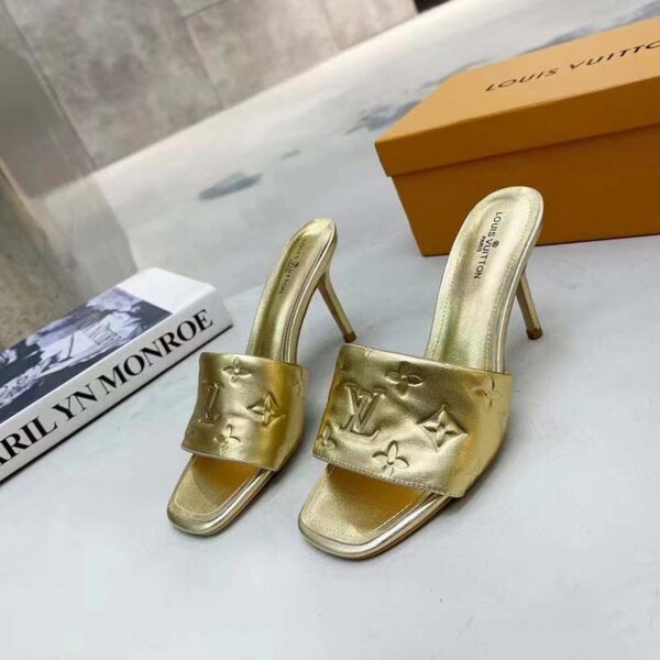 Louis Vuitton LV Women Revival Mule Gold Monogram Embossed Metallic Lambskin (5)