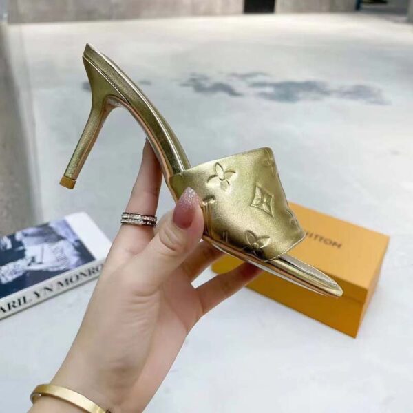 Louis Vuitton LV Women Revival Mule Gold Monogram Embossed Metallic Lambskin (9)
