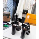 Louis Vuitton LV Women Star Trail Sandal Black Calf Leather Patent Monogram Canvas 9.5 cm Heel – Image 4