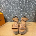 Louis Vuitton LV Women Starboard Wedge Sandal Perforated Calf Leather Rope Rubber - Image 3