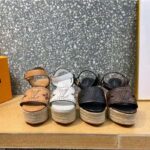 Louis Vuitton LV Women Starboard Wedge Sandal Perforated Calf Leather Rope Rubber - Image 10