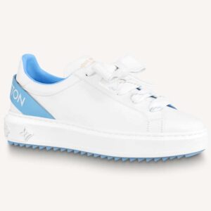 Louis Vuitton LV Women Time Out Sneaker Blue Calf Leather Rubber Outsole